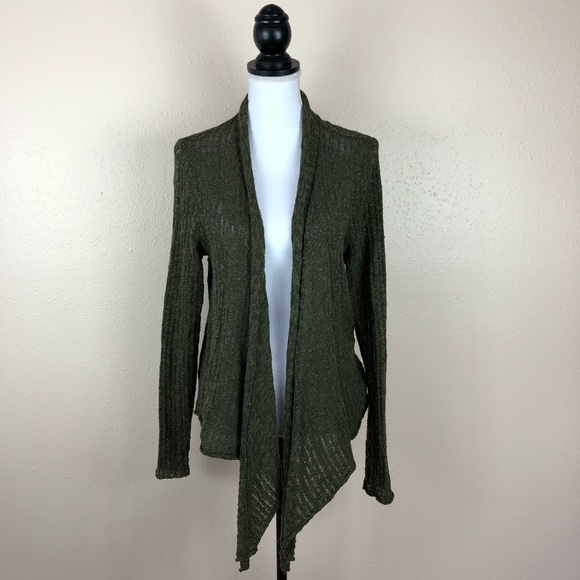 NWT Lucky Brand Olive Green Open Front Sweater M - Picture 2 of 8